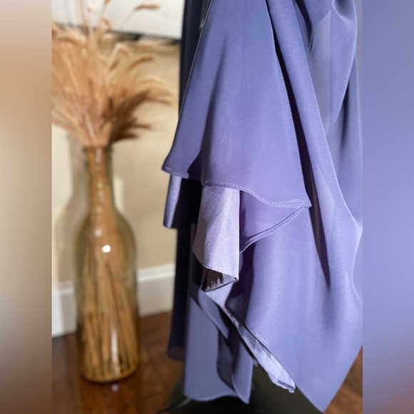 NWT - A-line Scoop Chiffon Cocktail Dress With Ruffle - Picture 14 of 16